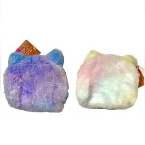 Cat Ear Pouch SET OF 2, Rainbow Ombre Tie Dye Purple Blue Kawaii